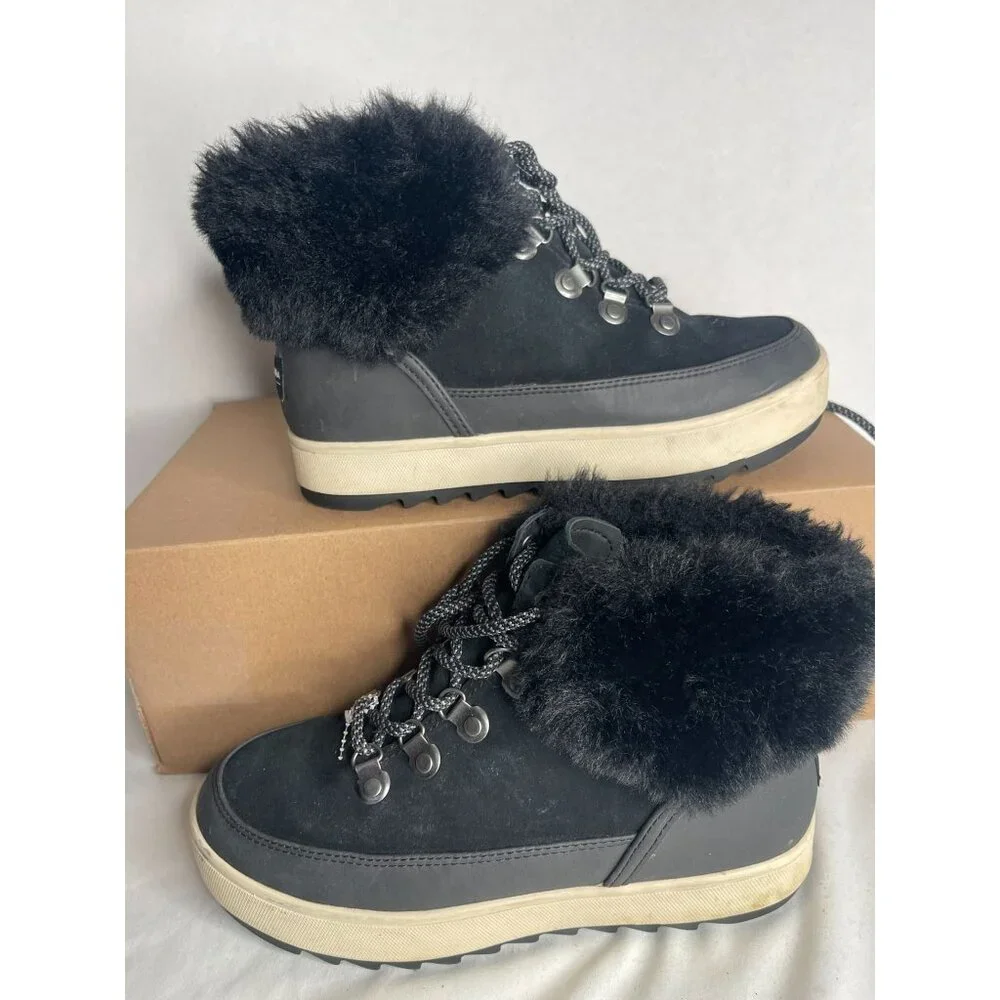 Koolaburra by UGG Tynlee Womens Black Round Toe Lace‎ Up Snow Boots Size 6